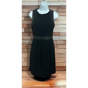 L'AGENCE Exclusively For Barneys New York Black Shift Dress Sz 2 Leather Trim